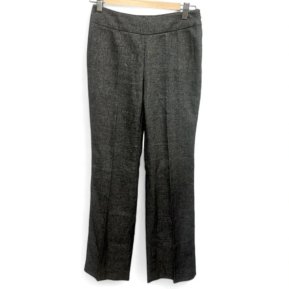 Jones New York Dress Pants Flat Front Gray Straight Leg Size 2P